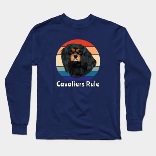 Retro Black and Tan Cavalier King Charles Spaniel Gifts Long Sleeve T-Shirt